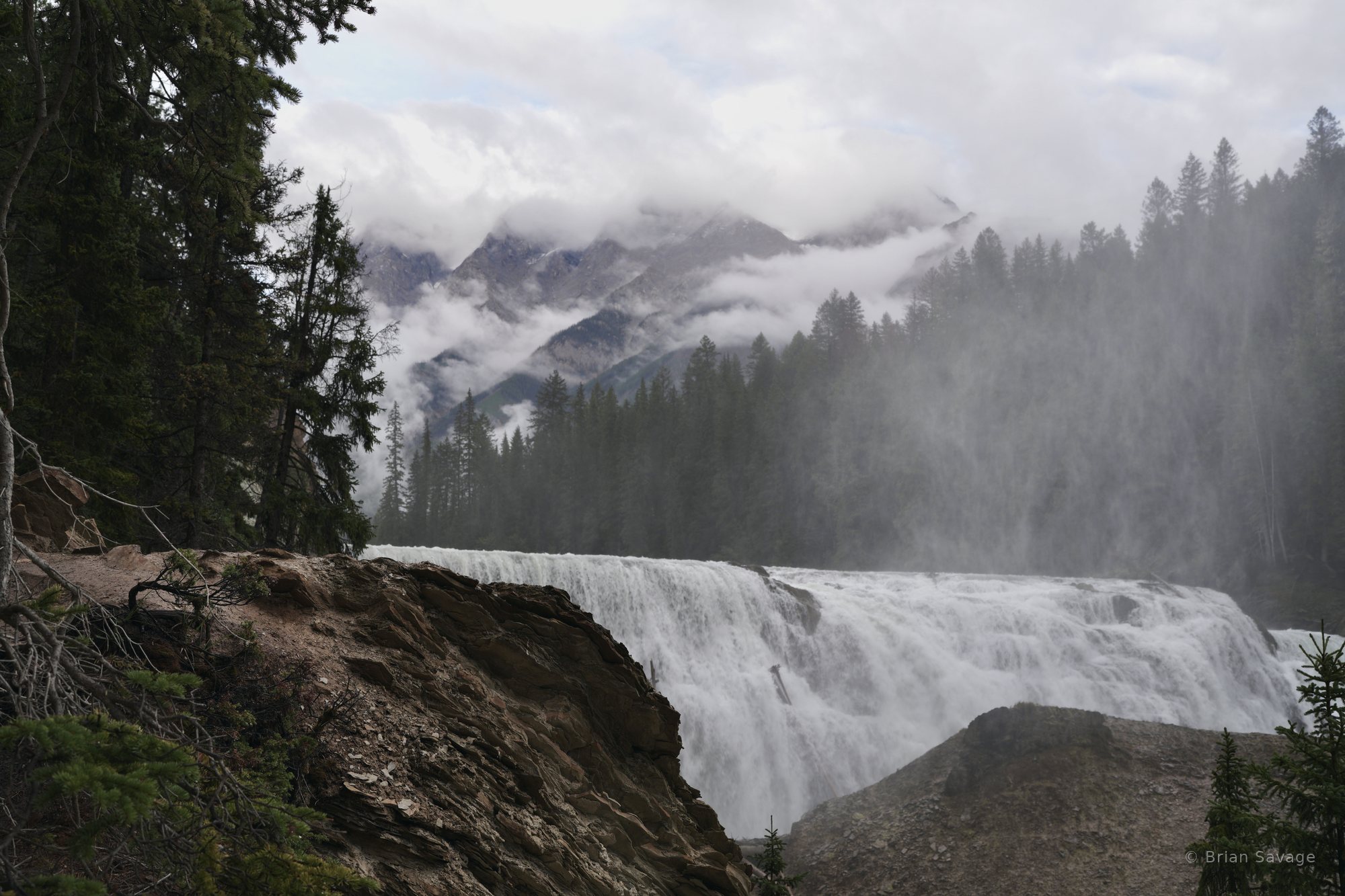 The Falls in Rain, Icefields Parkway, Alberta
