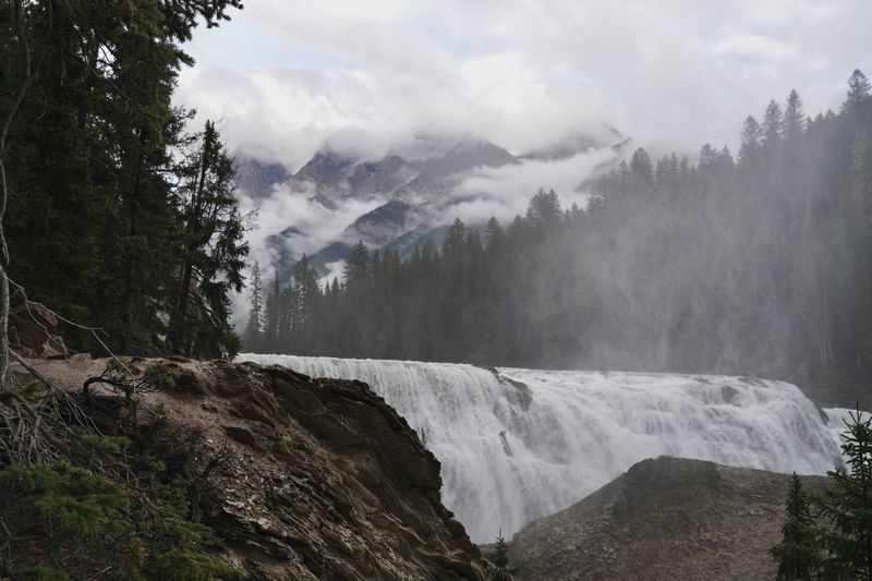 The Falls in Rain, Icefields Parkway, Alberta